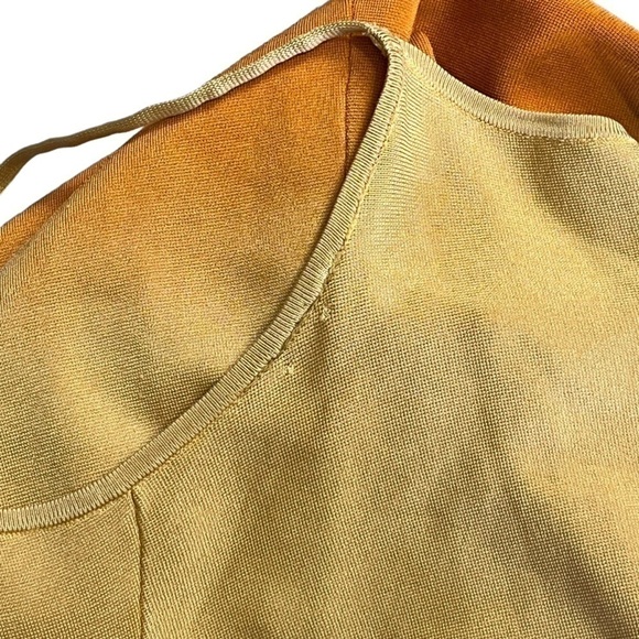 Sandro Sizzing Gradient Ombré Cutout Asymmetric MIDI Dress Tan Org  Sz 34 #906 - Picture 9 of 10